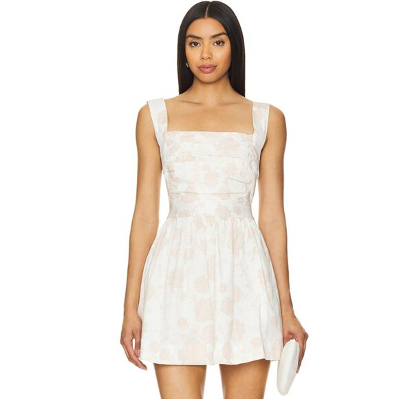 Free People White Pink Floral Meat Me In Maui Printed Mini Dress Size Small NWT - Picture 3 of 9